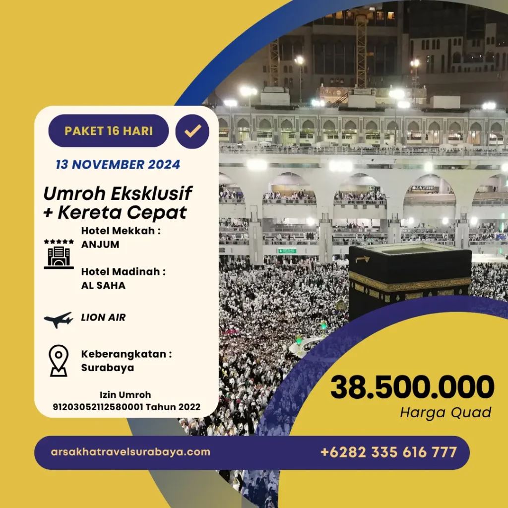 Paket Umroh Eksklusif 16 Hari 13 November 2024