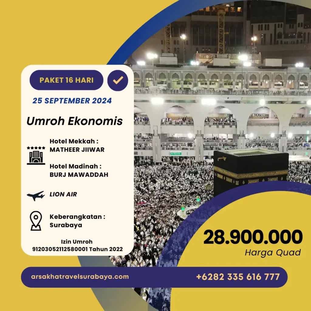 Paket Umroh Ekonomis 16 Hari 25 September 2024